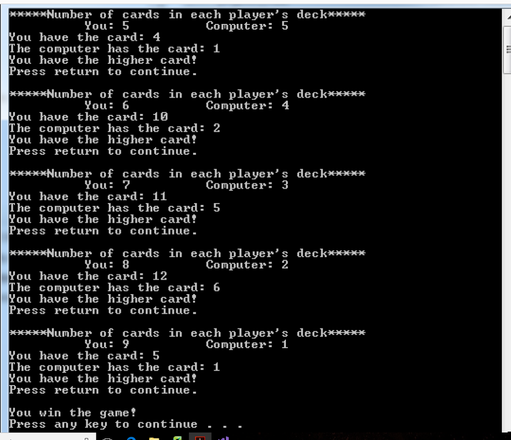 For your program you will complete code that plays the War card