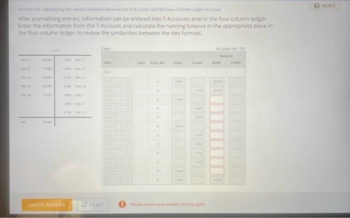 Four-Column Ledger Accoumk After journalizing entries, information can be entered into T-Accounts