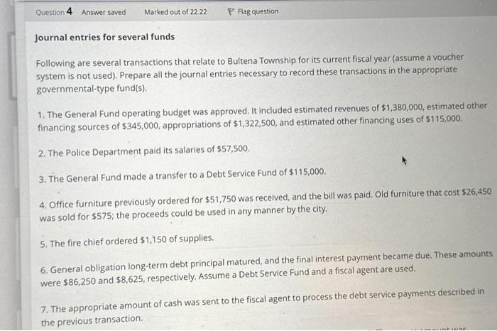  please anyone i really need help! Journal entries for several funds