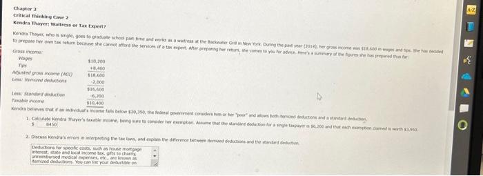  help me please Chapter 3 Critical Thinking Case ? Kendra Thayer: