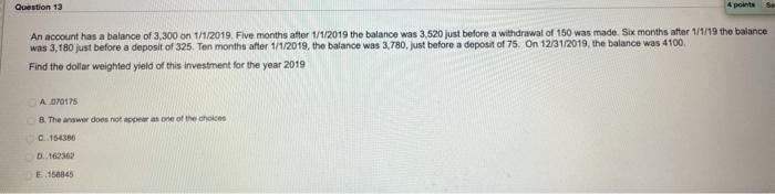  Use formula to solve this problem (No Excel Please) Question 13