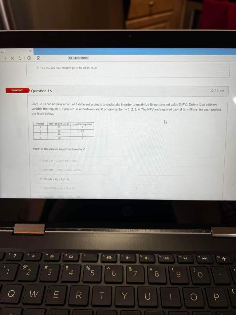  -xam X & HELP CENTER Pay $50 per hour shadow price