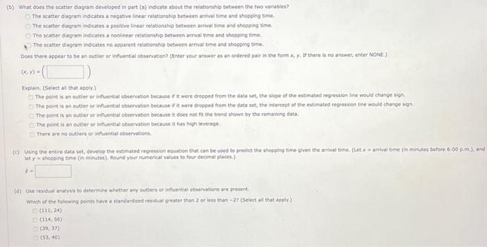 time. The scatter diagram indicates a nonlinear relationahp between artival bme and