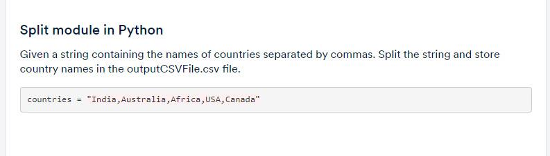  Split module in Python Given a string containing the names of