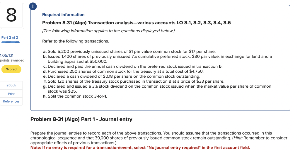 Please help me with question g. Thank you! Problem 8-31 (Algo)