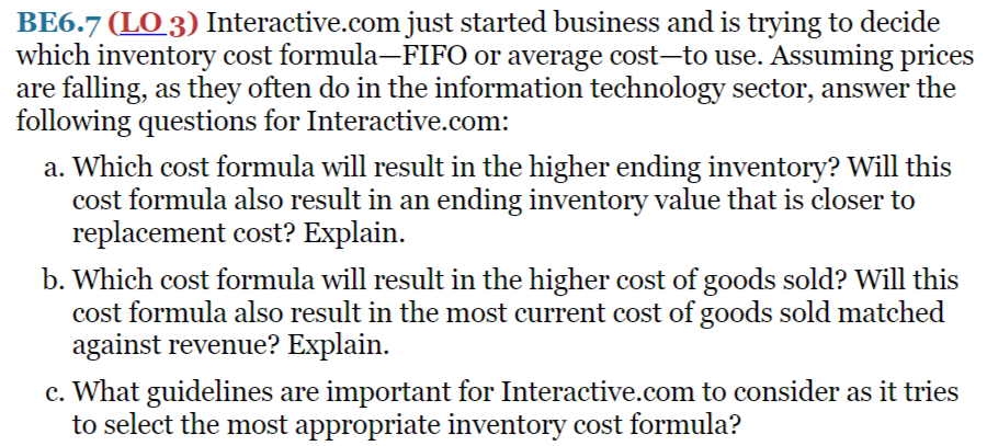  BE6.7 (LO 3) Interactive.com just started business and is trying to