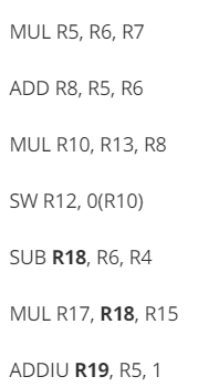 with multiply instructions having a latency of 4 cycles, ALU operations having