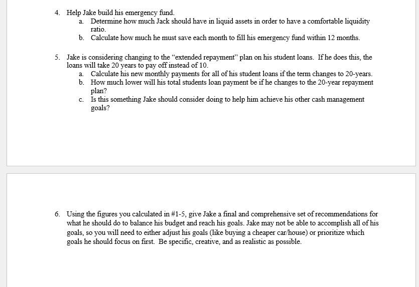 flow statement to meet his goals. He would like to accomplish all