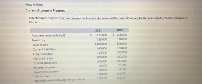  View Policies Current Attempt in Progress Selected information from the comparative