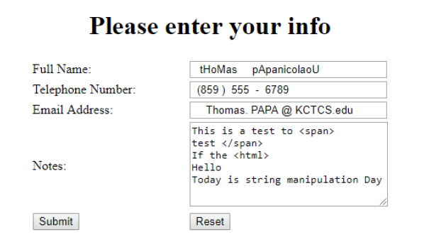 String Manipulation Functions PHP In this assignment you need to create a