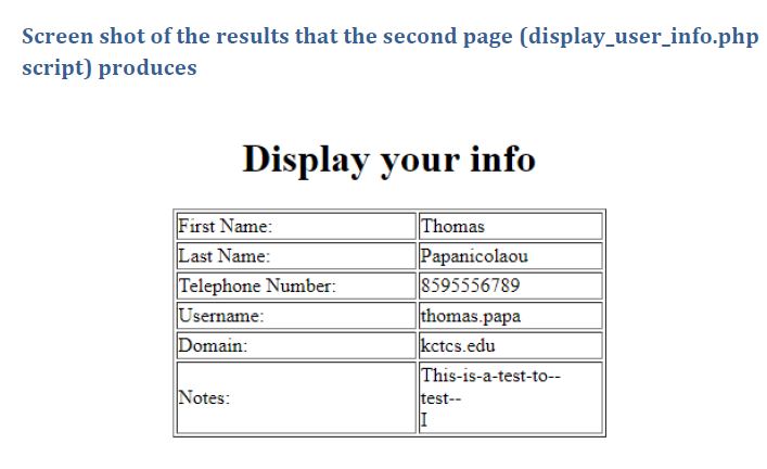 form to allow the user to enter their full name, telephone number,