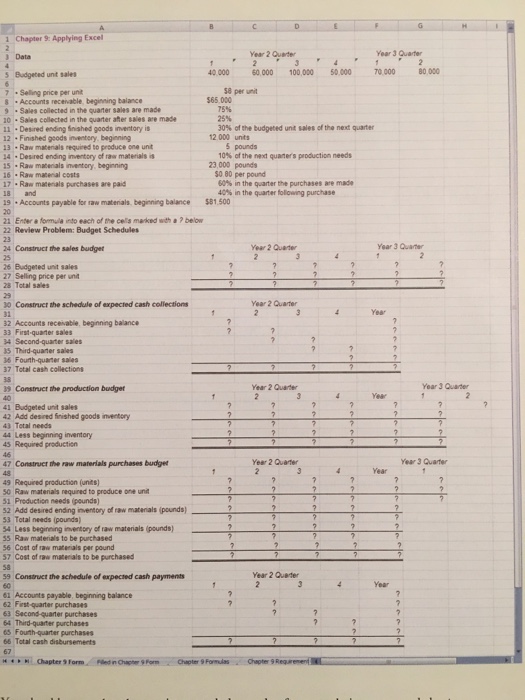  Chapter 9 HW excel spreadsheet #2 1 Chapter 9: Applying Excel