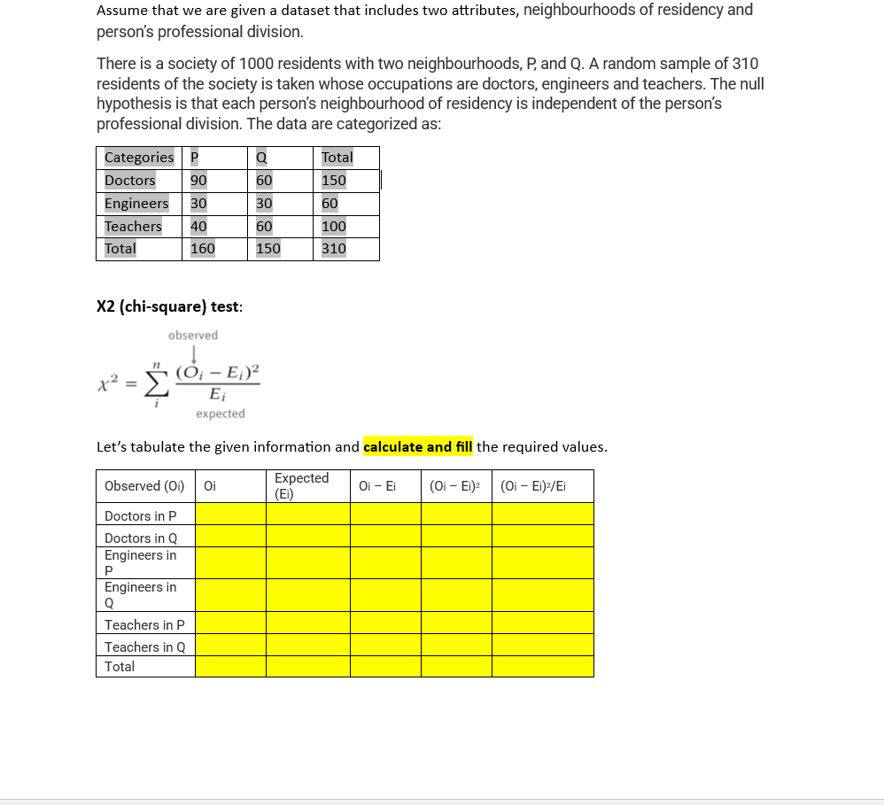 Assume that we are given a dataset that includes two attributes,