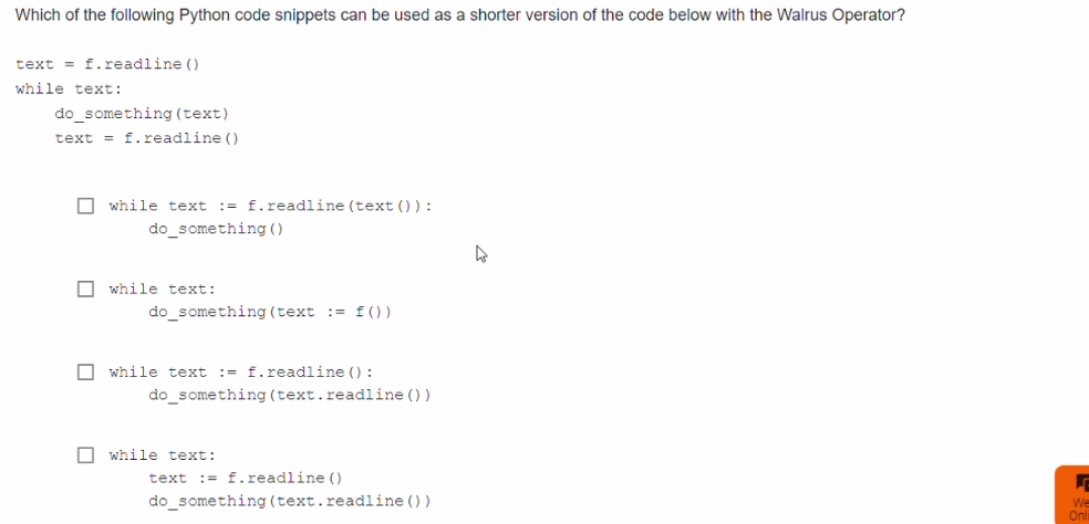 Which of the following Python code snippets can be used as