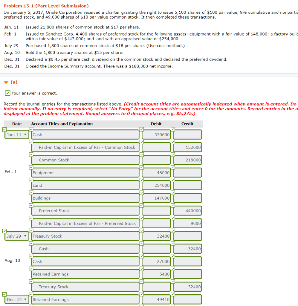 Problem 15-1 (Part Level Submission) On January 5, 2017, Oriole Corporation