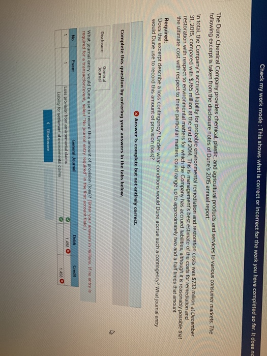  Check my work mode : This shows what is correct or