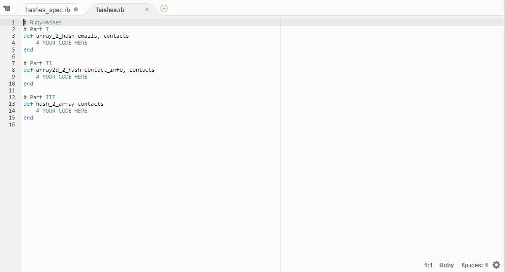 contacts hash with the email address and phone number hash populated for