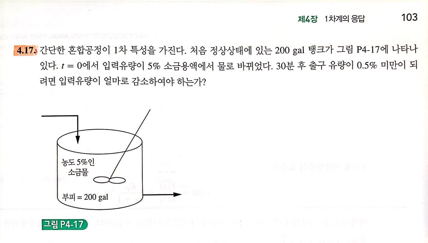 process systems analysis and control 3rd edition, chapter 4, 4.17 question A