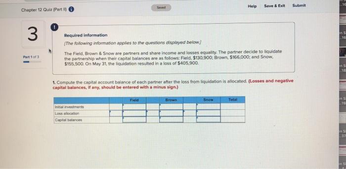  Help Save & Exit Submit Chapter 12 Quiz (Part 10 3