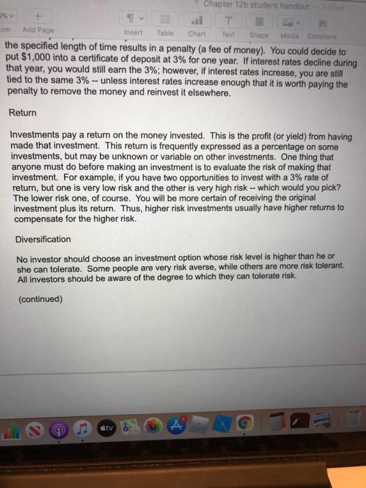  7a. what does "return" mean in connection with investments ? 7b.