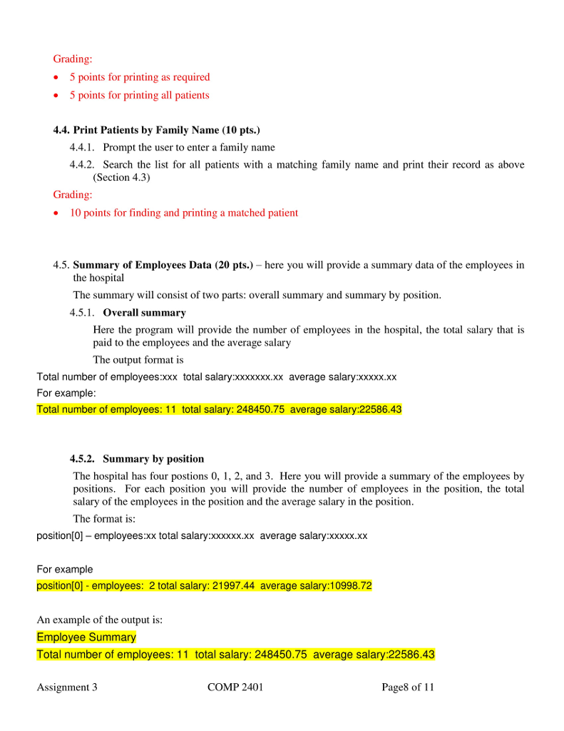 numRecords) { // add code } void printEmployeesSummary(PersonRec *person, int numRecords) {