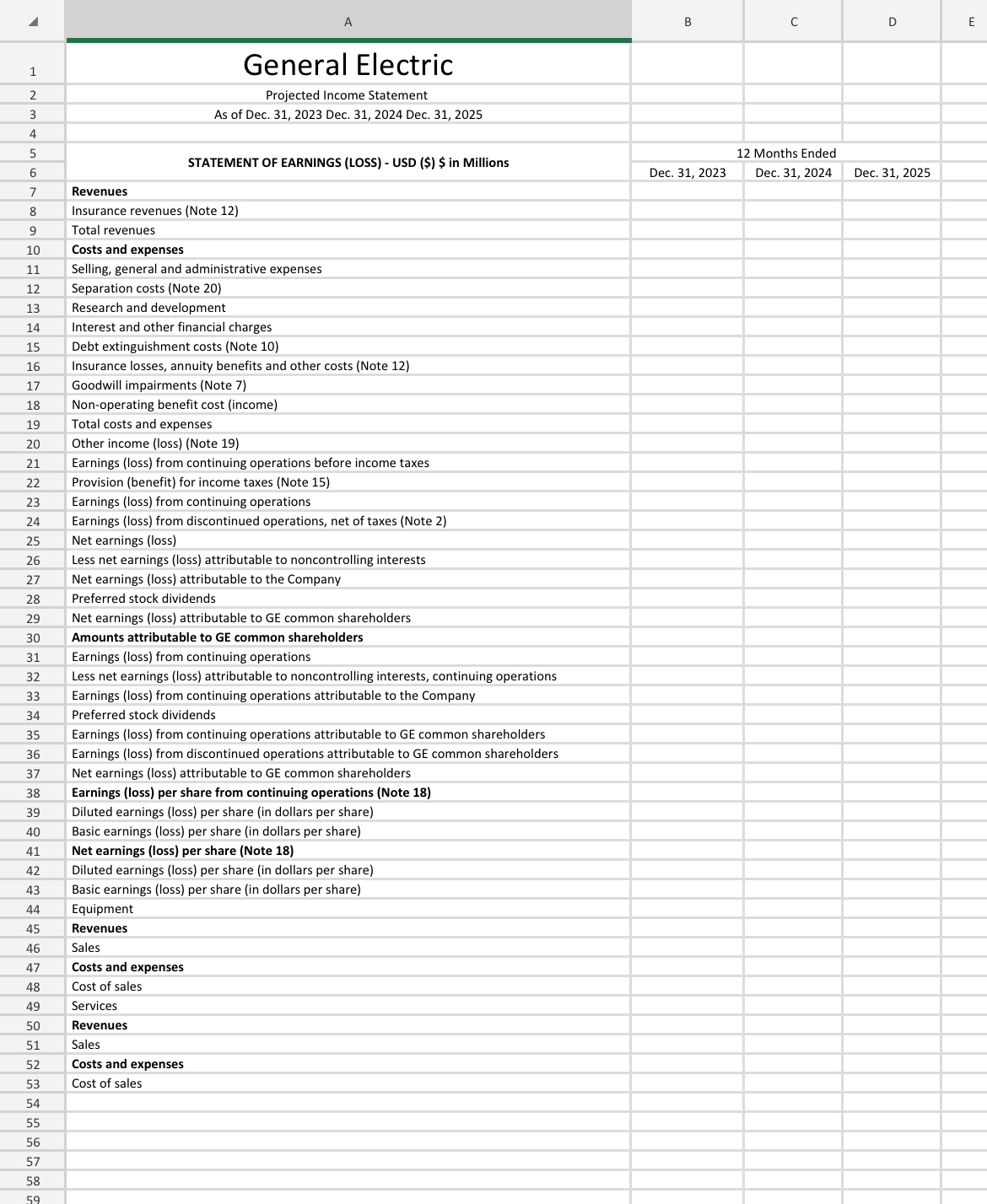  Need help projecting the 3 year for projected income statement 