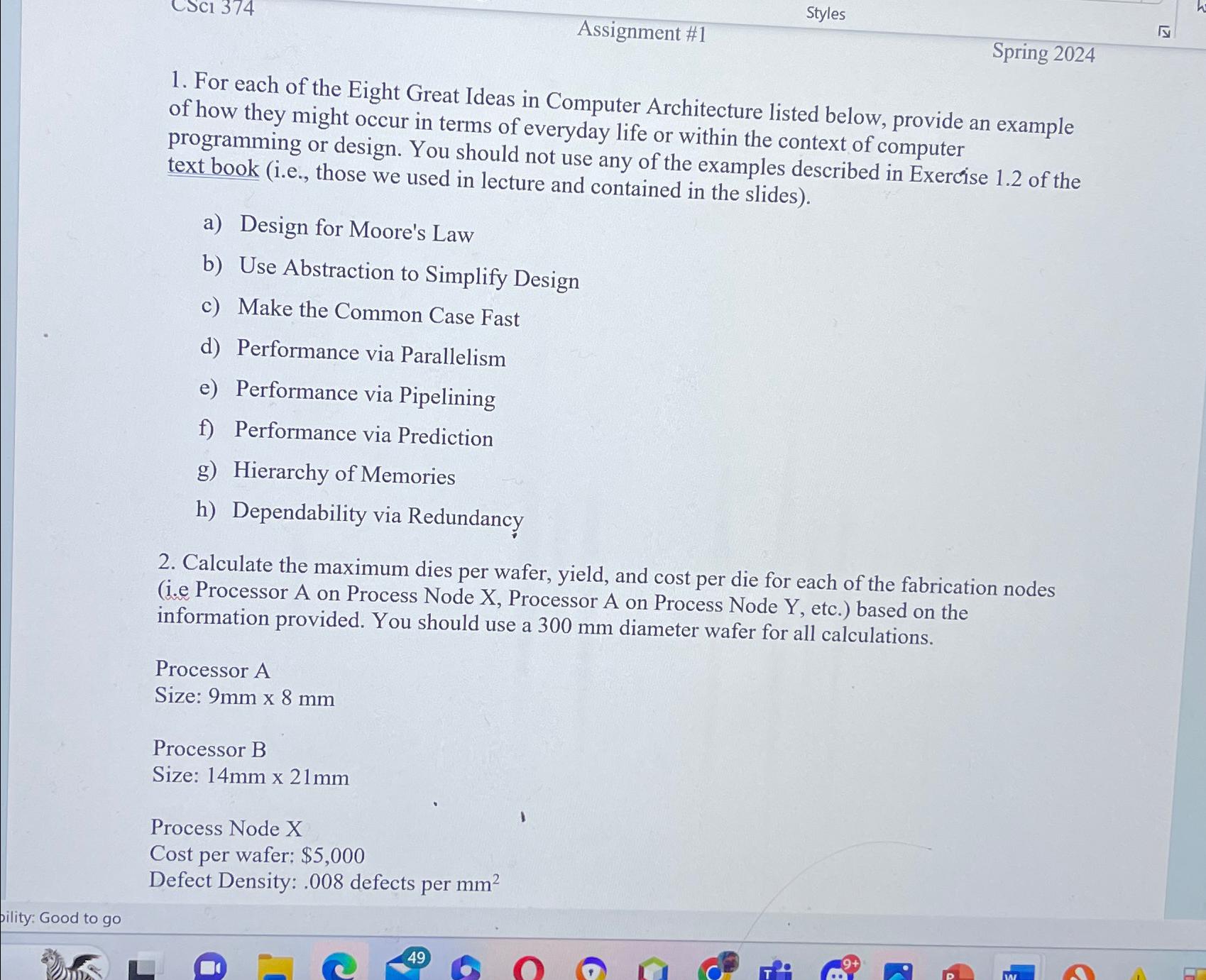  CSc1374 Styles Assignment #1 Spring 2024 For each of the Eight