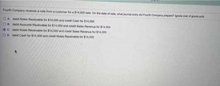  Fourth Company receives a note from a customer for a $14,000