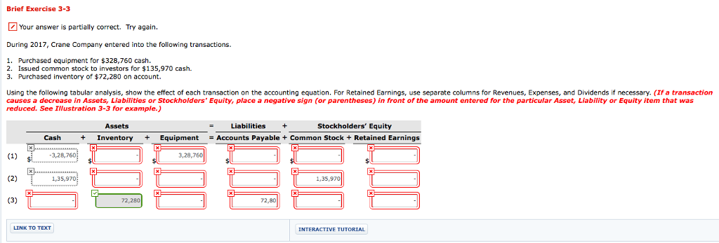  Brief Exercise 3-3 Your answer is partially correct. Try again. During