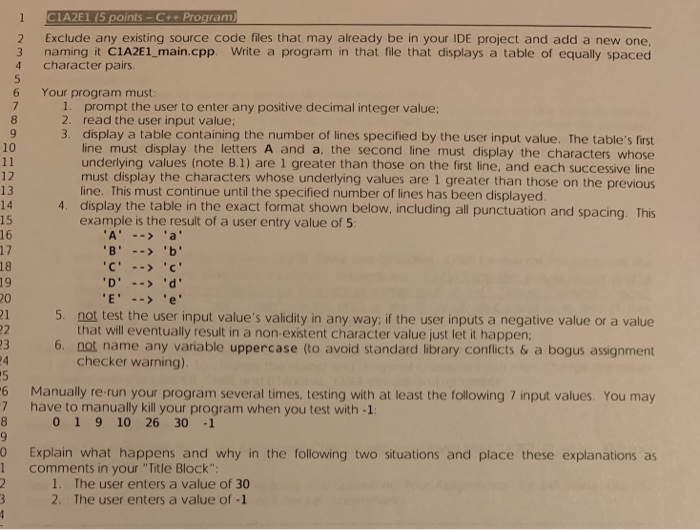  CIA2E1 (5 points-C++ Program 2 3 Exclude any existing source code