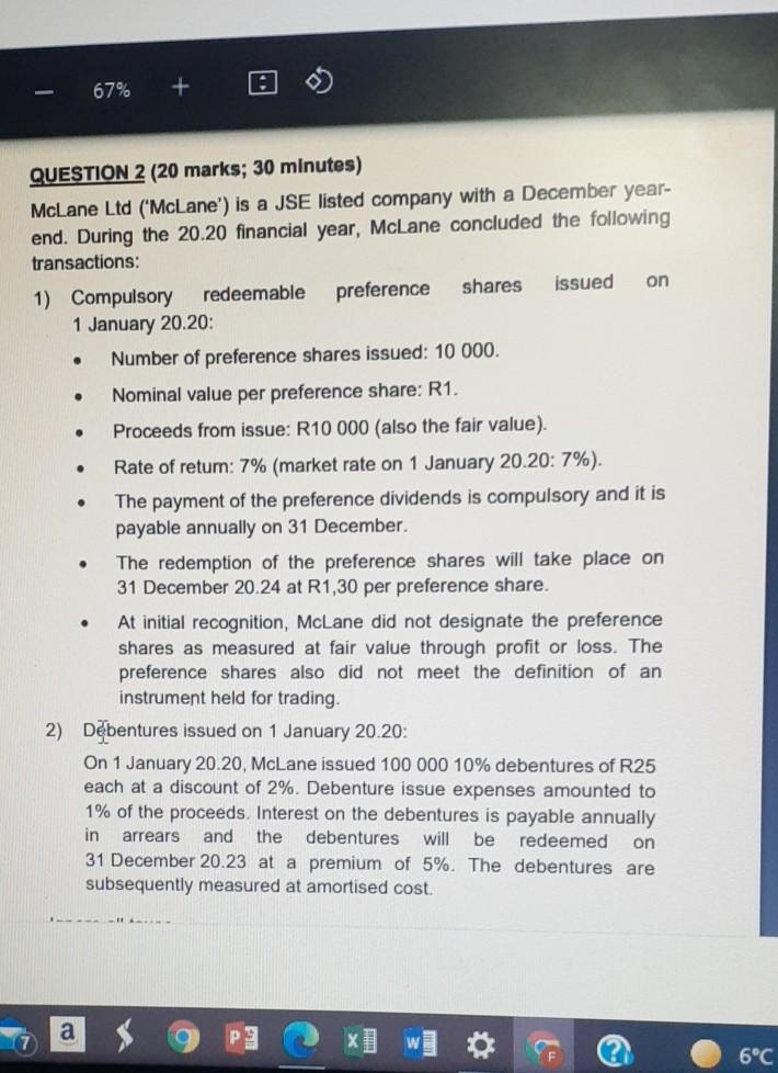  please quickly assist me with this question 67% + e QUESTION