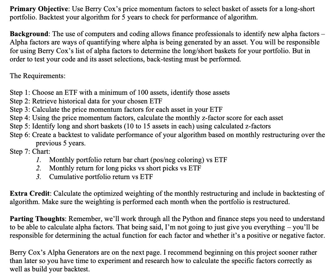 Please answer all steps with the respective code. The ETF being used
