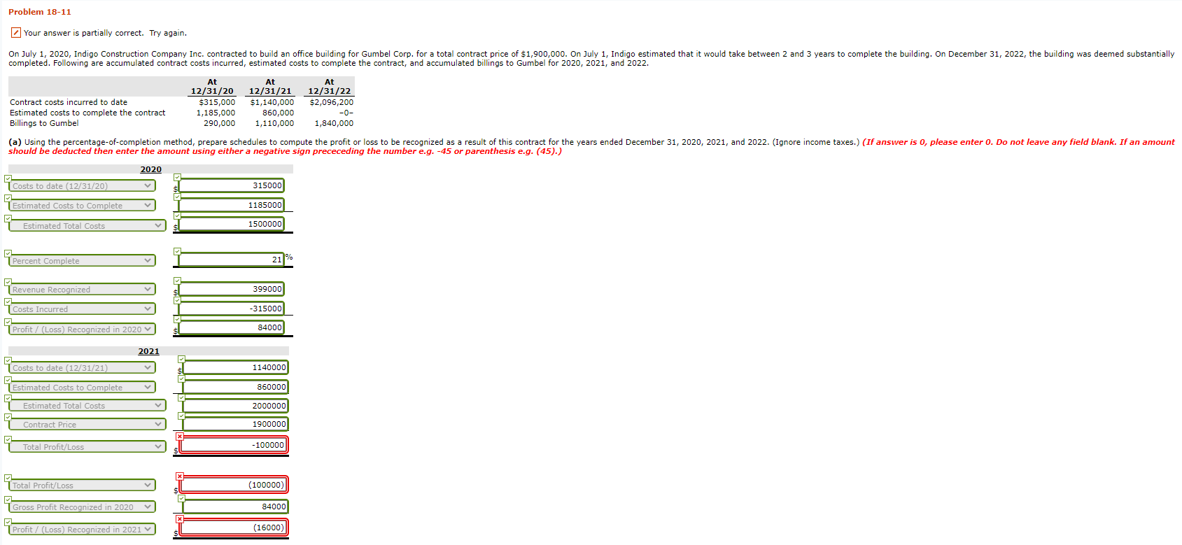  Problem 18-11 Your answer is partially correct. Try again. On July