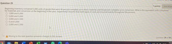  Question 29 1 points SWEATS Beginning inventory contained 5,000 units of