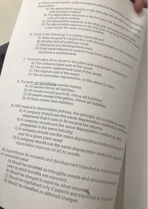  method of d in the first year will always A) The