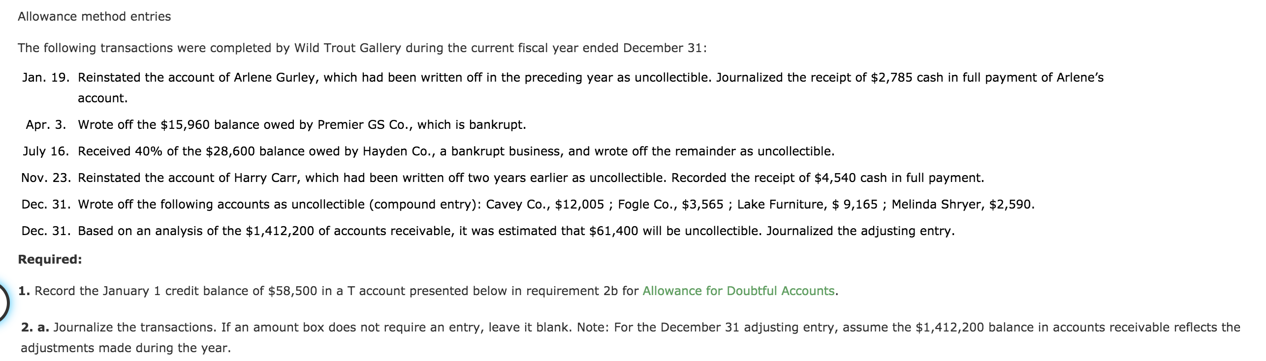 I am having trouble finding the correct answer for the Dec 31