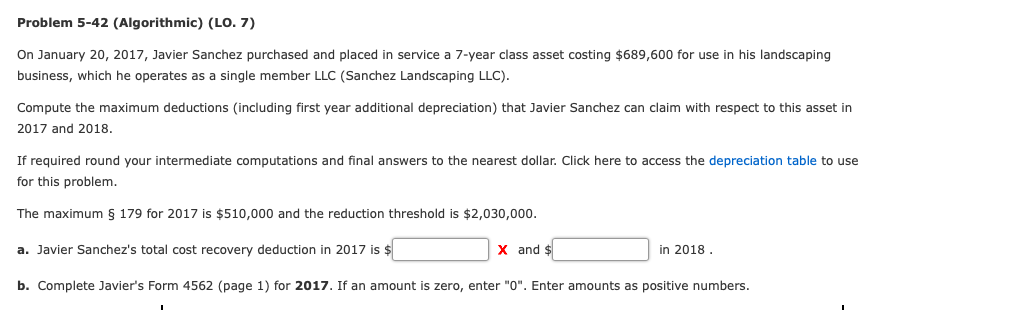  Problem 5-42 (Algorithmic) (LO. 7) On January 20, 2017, Javier Sanchez