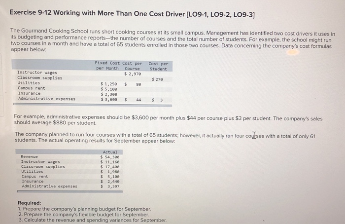  Exercise 9-12 Working with More Than One Cost Driver [LO9-1, LO9-2,