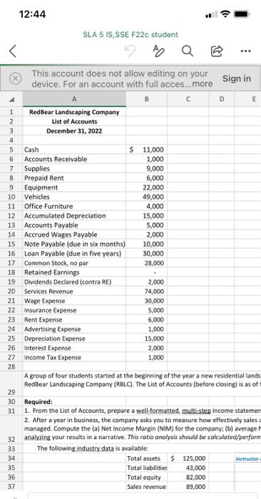 in excel please This account does not allow editing on your device.