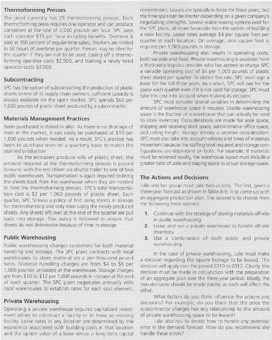 Demand Forecast for Clear and Black Plastic Containers D . Julie Williams,