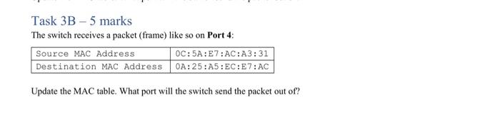 4 connections. The switch has an empty MAC Table. For each of