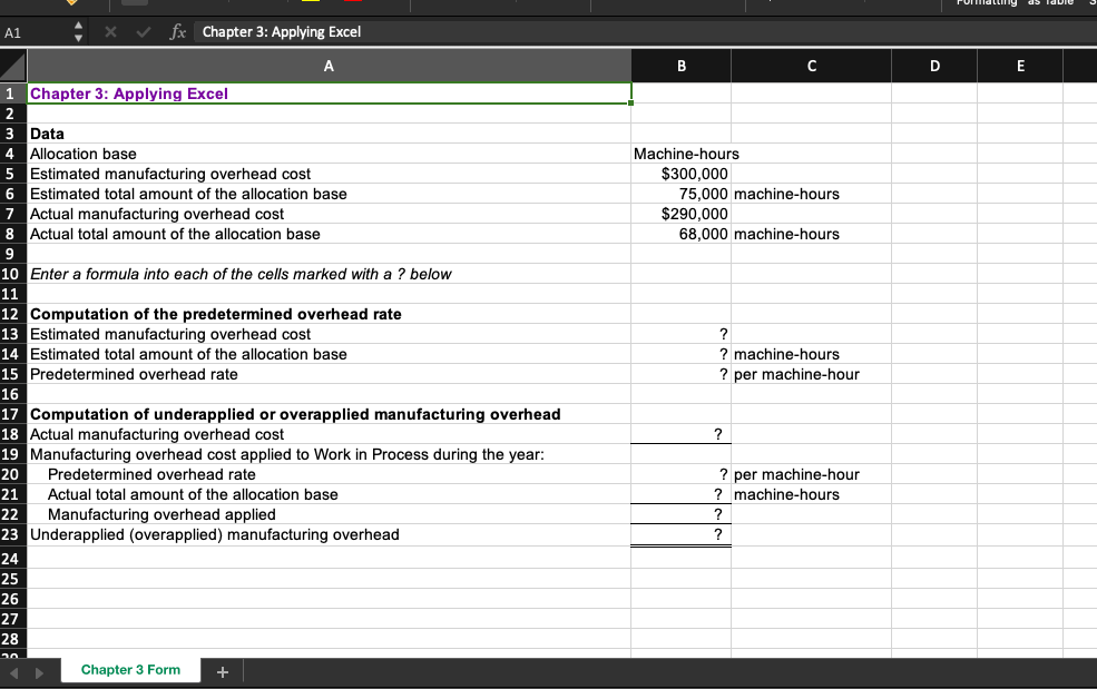  x f Chapter 3: Applying Excel A1 Chapter 3: Applying Excel