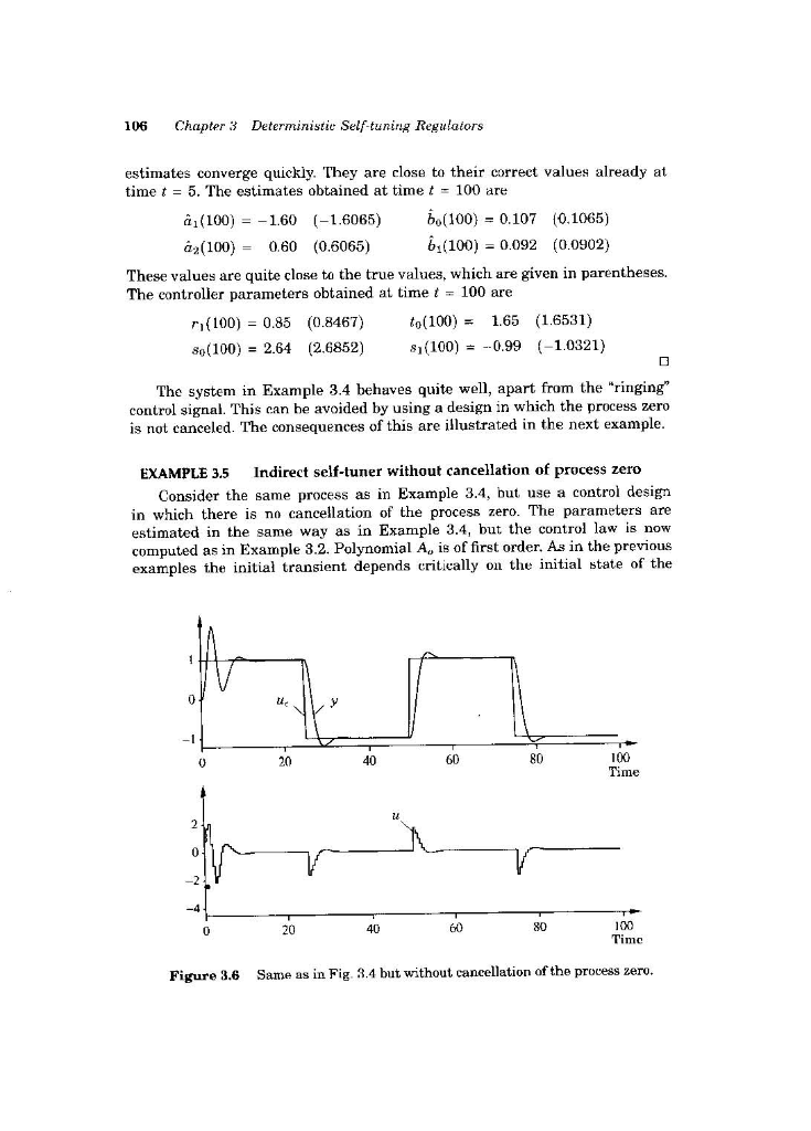 the problem: and here, example 3.5 Consider the indirect self-tuning regulator in