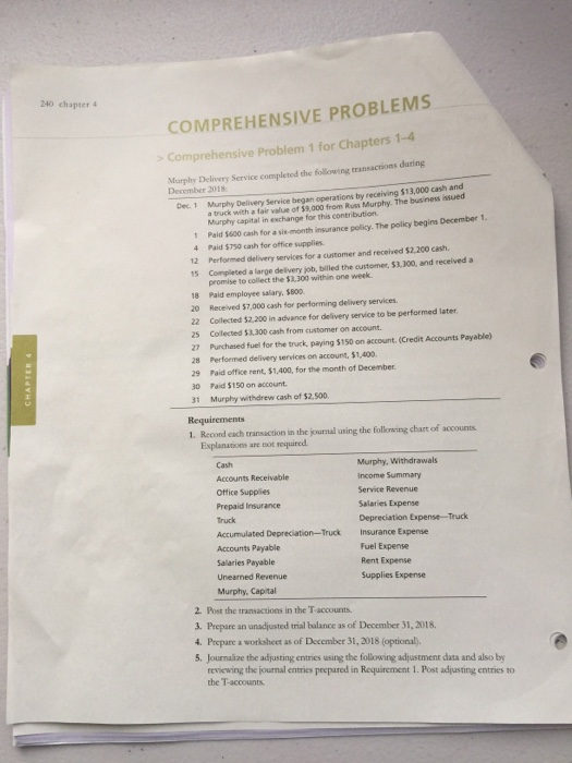  240 chapter 4 COMPREHENSIVE PROBLEMS sComprehensive Problem 1 for Chapters 1-4