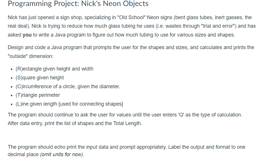 Using OBJECT ORIENTED java programming with hierarchy Nick has just opened a