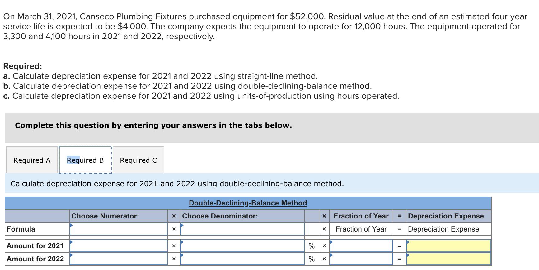answer if you know! On March 31, 2021, Canseco Plumbing Fixtures purchased