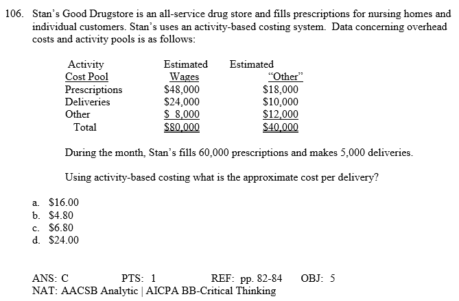 Managerial Accounting: Please explain and show work as to why this is
