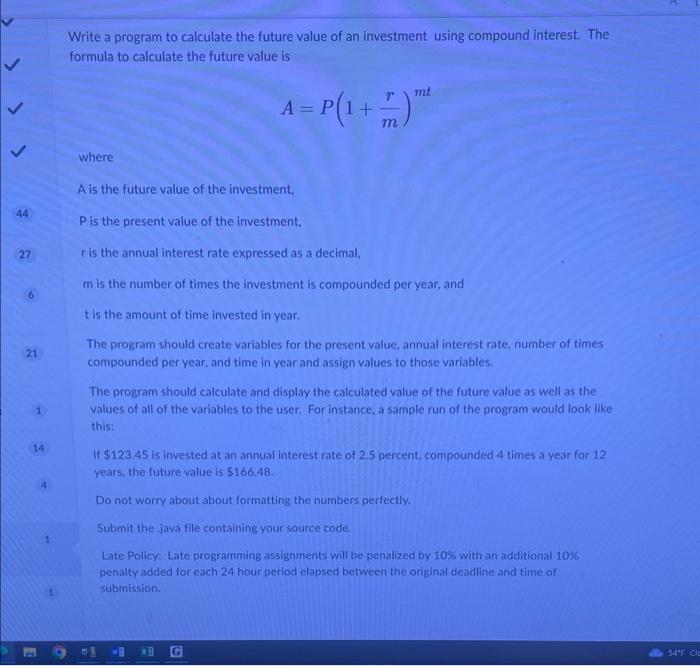 Please type answer in java form Write a program to calculate the