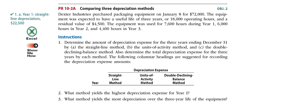 Accounting 27th Edition Chapter 10 page 530 problem 10-2A PR 10-2A Comparing