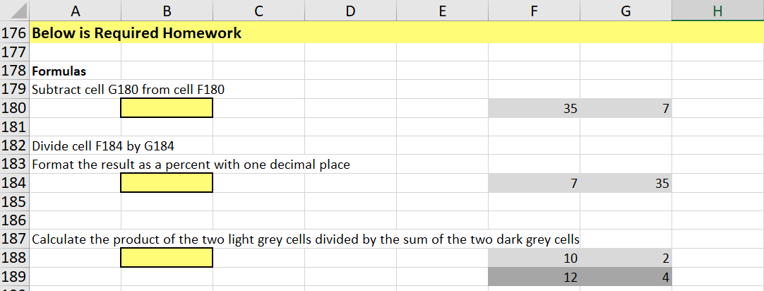 Please answer using an Excel Formula Answers must be written using an
